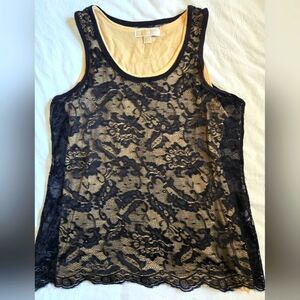 Michael Kors Elegant Black Lace Women's Tank Top Size Large